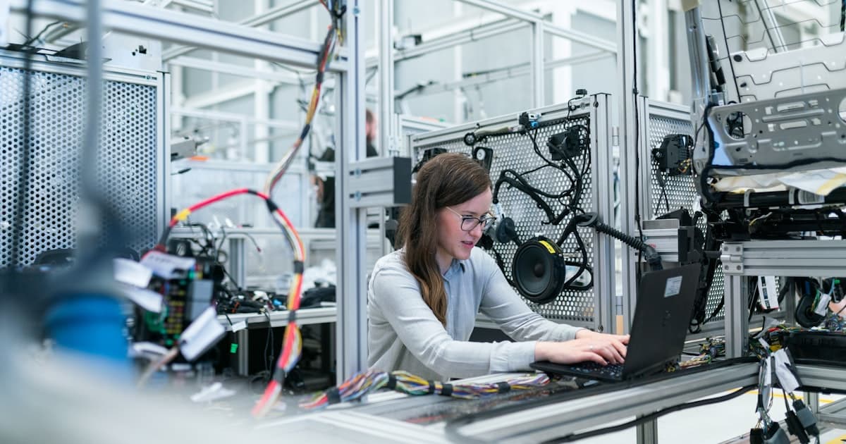 Geschäftsperson unterwegs mit Smartphone und Laptop