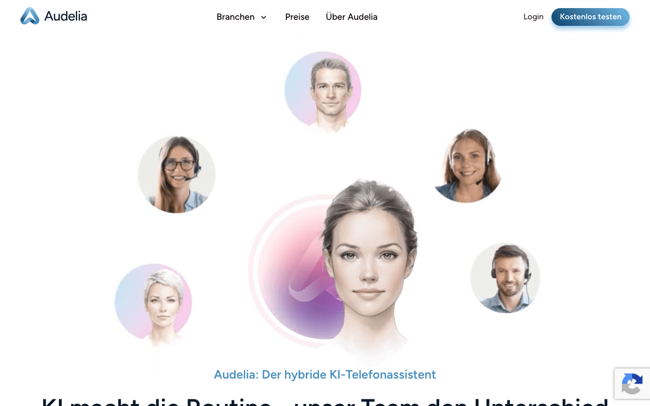 Screenshot der Startseite von Audelia