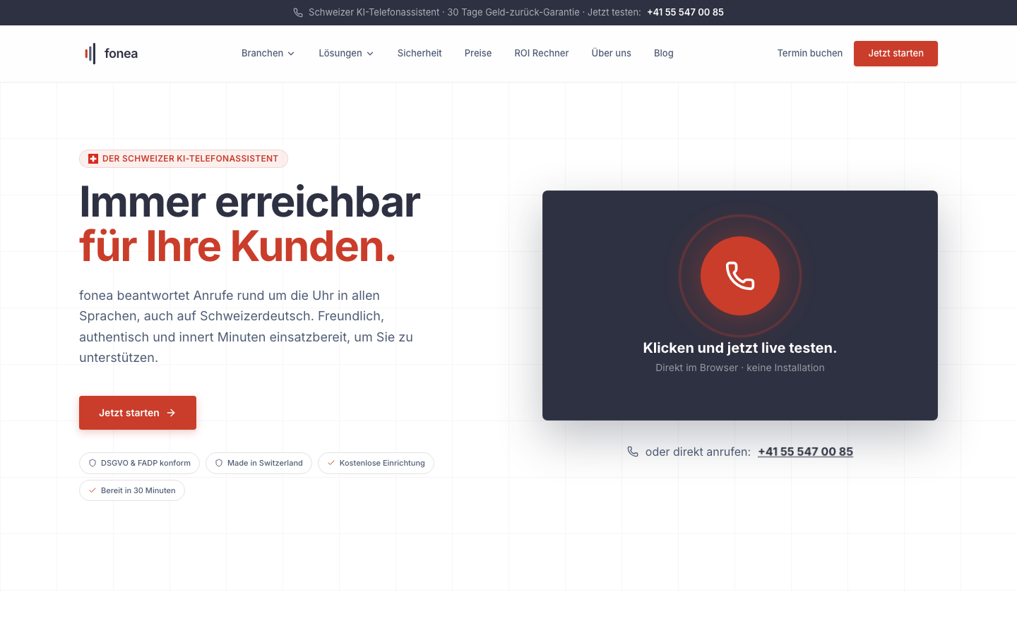 fonea — Schweizer KI-Telefonassistent für KMU